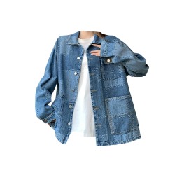 Millennial style women's denim jacket design splicing retro lazy denim jacket Y2K denim jacket SKJN010 Millennial style women's denim jacket design splicing retro lazy denim jacket Y2K denim jacket SKJN010